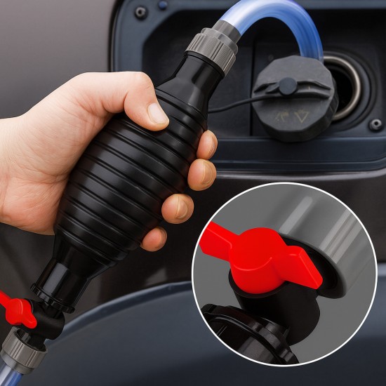 Portable Manual Fuel Pump Transfer Hand Pump with 6 Feet Rubber Pipe