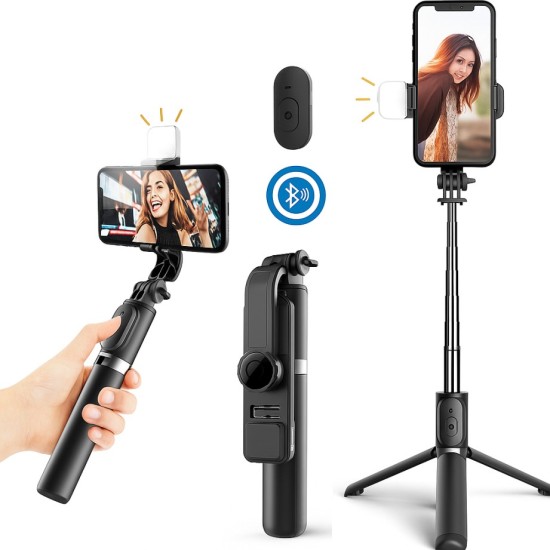 Q07 Bluetooth Selfie Stick with Light and Bluetooth Remote Control