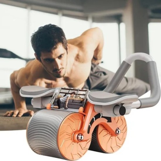 Ab Roller With Elbow Support, Timer and Dual-Wheel
